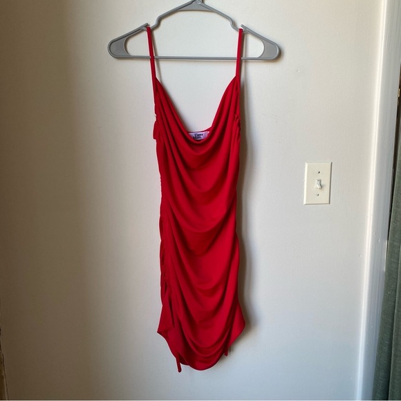 Tiger Mist Red Ruched Mini Dress size small - Picture 2 of 6